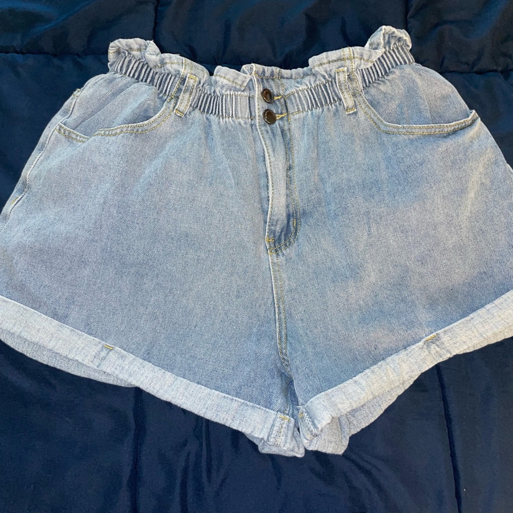 Paperbag Denim Shorts